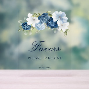 Floral Dusty Blue Bridal Shower Favours  Acrylic Sign