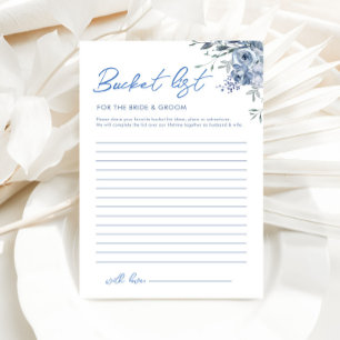 Floral Dusty Blue Bucket List Bridal Shower Game