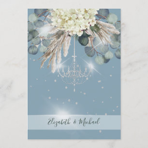 Floral Dusty Blue Chandelier Elegant Wedding Invitation