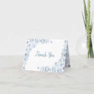 Floral Dusty Blue Chinoiserie Elegant Baby Shower Thank You Card