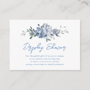 Floral Dusty Blue Display Shower Bridal Shower Enclosure Card