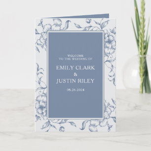 Floral Dusty Blue Elegant Wedding Booklet Programme