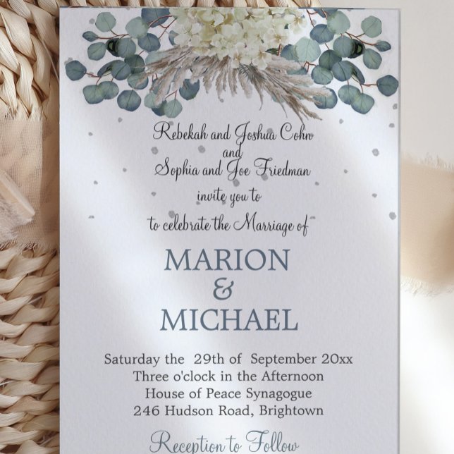  Floral Dusty Blue Elegant Wedding  Invitation (Creator Uploaded)