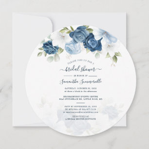 Floral Dusty Blue Flowers Watercolor Bridal Shower Invitation