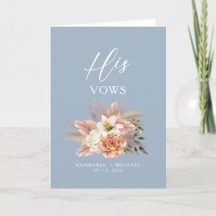 Floral Dusty Blue His Vows Booklet Holiday Card