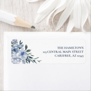 Floral Dusty Blue Return Address