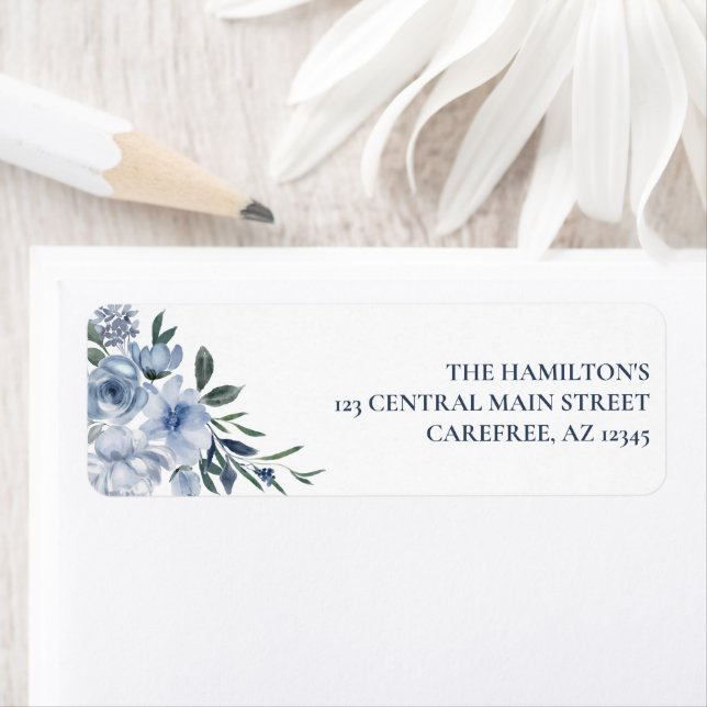 Floral Dusty Blue Return Address (Insitu)