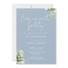 Floral Dusty Blue Script Engagement Party
