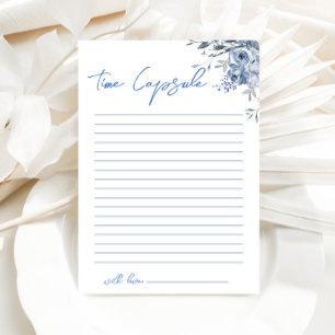 Floral Dusty Blue Time Capsule Shower Game Card