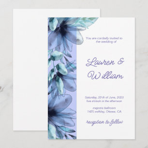 Floral dusty-blue violet watercolor Wedding Invit Invitation