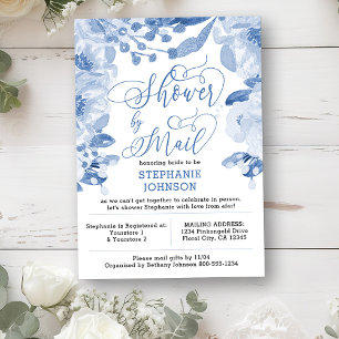 Floral Dusty Blue Virtual Bridal Shower by Mail Invitation