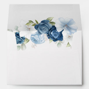 Floral Dusty Blue Watercolor Script Bridal Shower Envelope