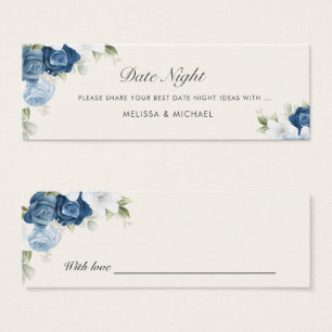 Floral Dusty Blue Wedding Date Night Jar Card