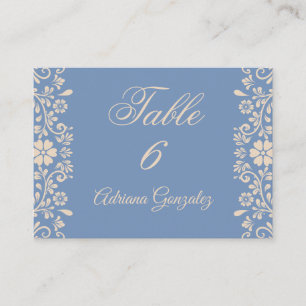 Floral Dusty Blue Wedding Place Card