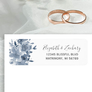 Floral Dusty Blue Wedding Return Address