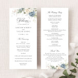 Floral Dusty Blue White Greenery Wedding Program Programme<br><div class="desc">Floral Dusty Blue White Greenery Wedding Program. Floral Dusty Blue White Romantic Wedding Order of Service</div>