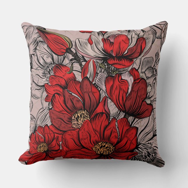  Floral Dusty Pink Reversible Pillow (Front)
