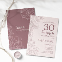 Floral Dusty Pink Surprise 30th Birthday Party