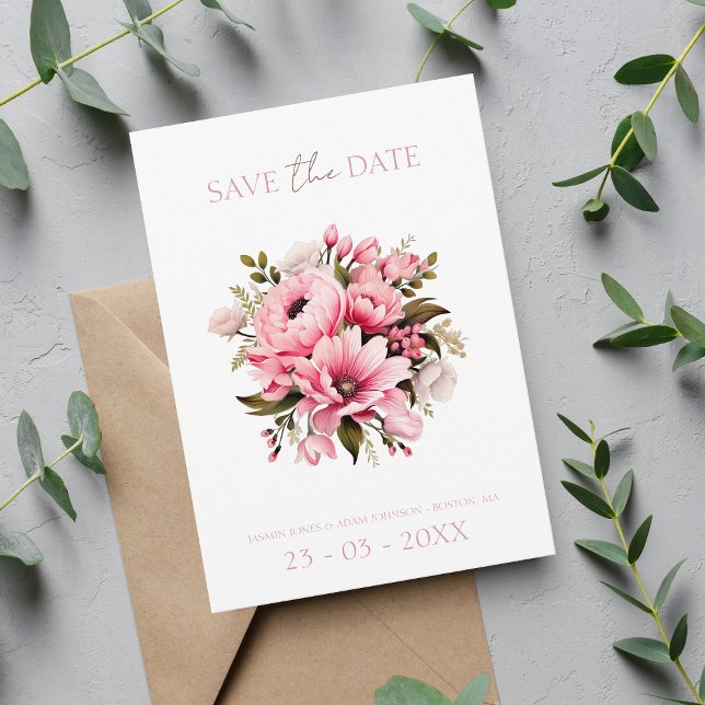 Floral Dusty Pink Wildflower Summer Garden Wedding Save The Date (Creator Uploaded)