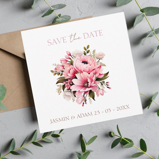 Floral Dusty Pink Wildflower Summer Garden Wedding Save The Date (Creator Uploaded)