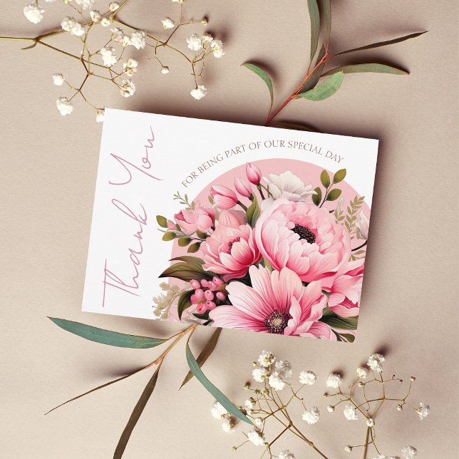 Floral Dusty Pink Wildflower Summer Garden Wedding Thank You Card (Creator Uploaded)