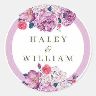 Floral Dusty Purple Welcome Classic Round Sticker