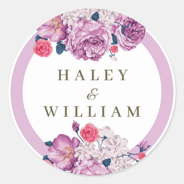 Floral Dusty Purple Welcome Classic Round Sticker (Front)