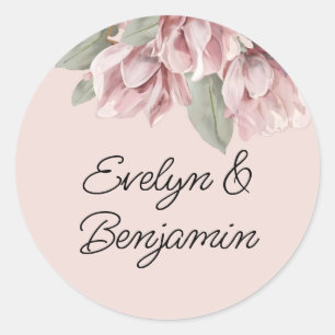 Floral Dusty rose Blush Classic Round Sticker