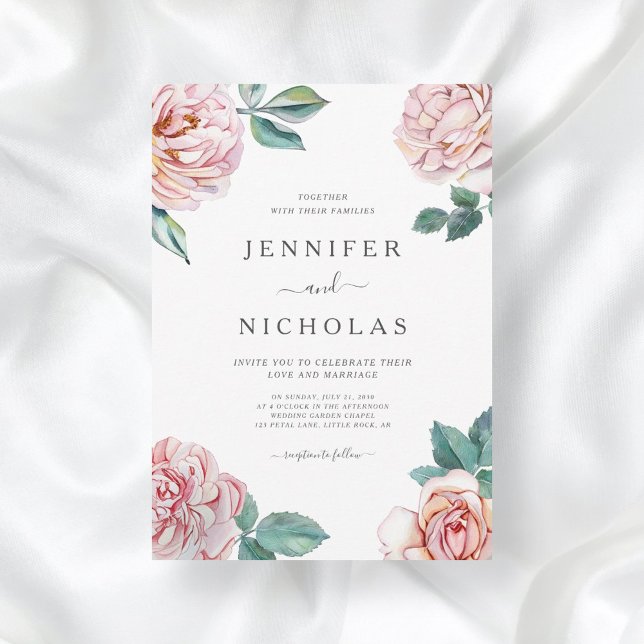 Floral Dusty Rose Blush Pink Peonies Wedding  Invitation (Creator Uploaded)