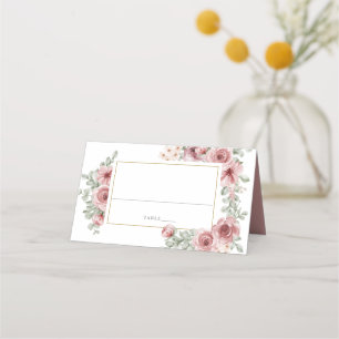 Floral Dusty Rose Elegant Wedding Place Card