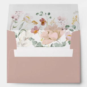 Floral Dusty Rose Foliage Watercolor Elegant Envelope