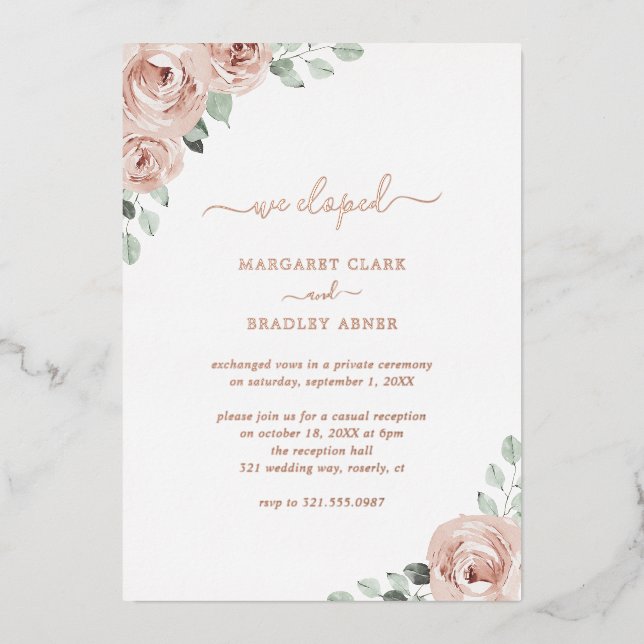 Floral Dusty Rose Gold Elegant Wedding Reception (Front)