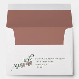 Floral Dusty Rose Return Address 5x7 Envelope