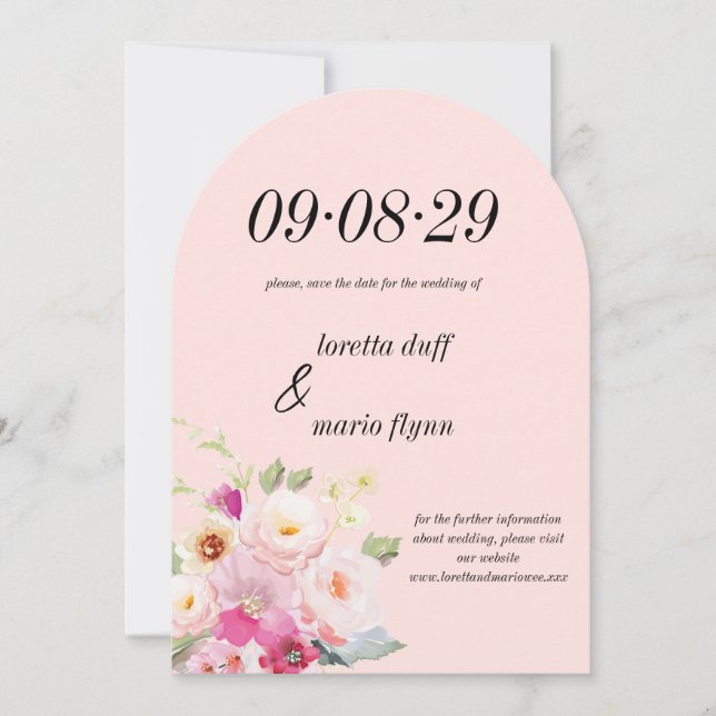 Floral Dusty Rose Save the date Invitation (Front)