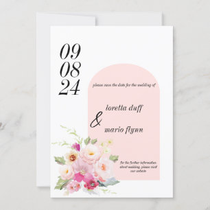 Floral Dusty Rose Save the date Invitation