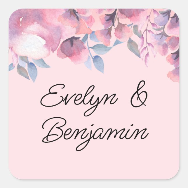 Floral Dusty rose Square Sticker (Front)