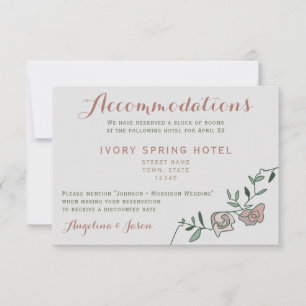 Floral Dusty Rose Wedding Accommodation Card