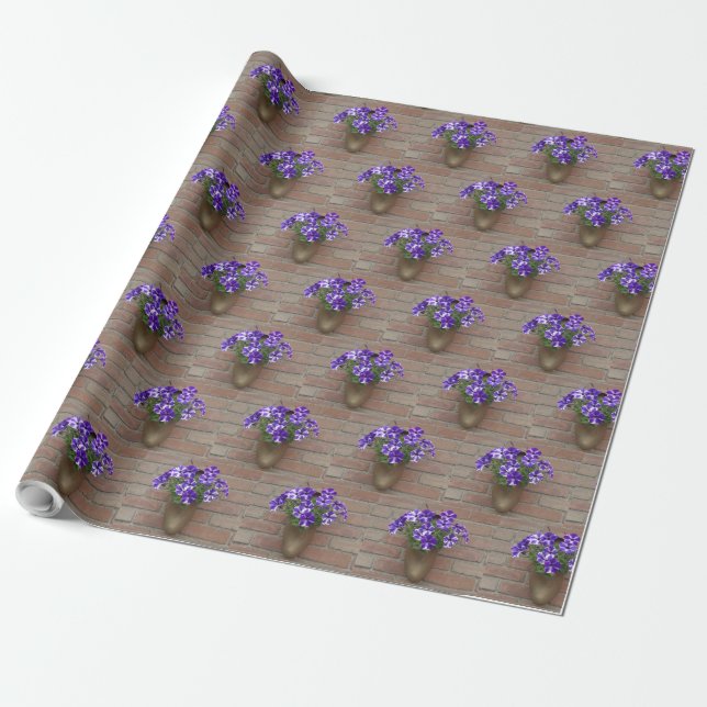 Floral Dutch Clog Purple Blue White Violet Wall Wrapping Paper (Unrolled)