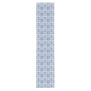 Floral Dutch Tiles Pattern Short Table Runner