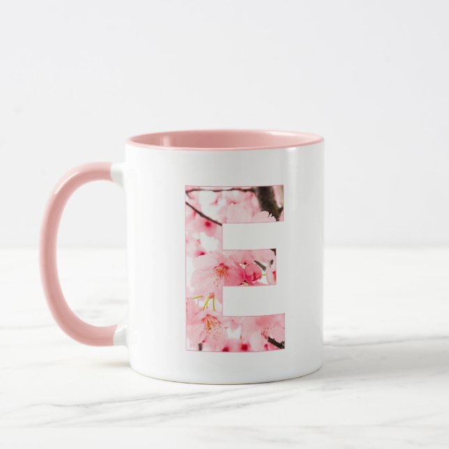 Floral E Initial Mug | Personalized Name & Traits (Left)
