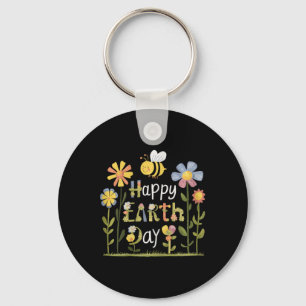 Floral Earth Day With Boho Flowers For Women And K Key Ring