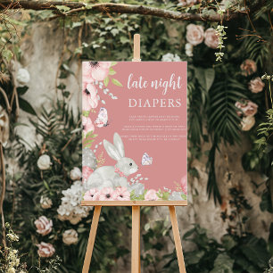 Floral Easter Baby Shower Late Night Diapers Poster