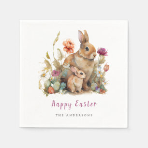 Floral Easter Bunnies Napkin