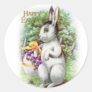 Floral Easter Bunny Classic Round Sticker
