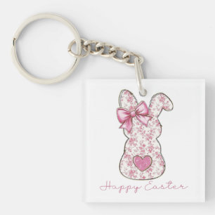 Floral Easter Bunny Key Ring