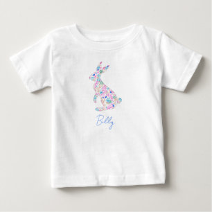 Floral Easter Bunny NAME Spring Colourful Fun Baby T-Shirt