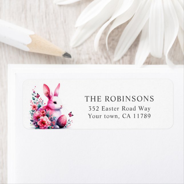 Floral Easter Bunny Return Address (Insitu)