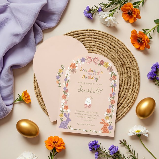 Floral Easter Bunny Somebunny’s Having a Birthday Invitation (Floral Easter Bunny Somebunny’s Having a Birthday Invitation)