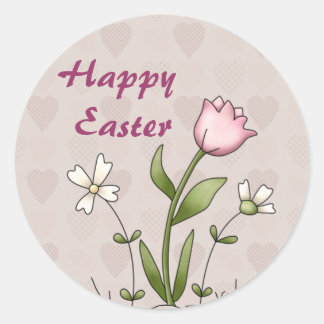 Floral Easter Design - Customisable Classic Round Sticker