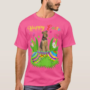 Floral Easter Egg Lover Funny Airedale Terrier Dog T-Shirt